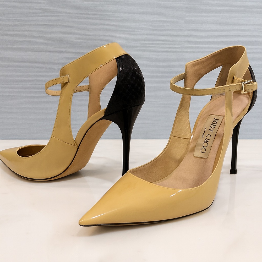 Jimmy Choo Beige and Black Women's Heels
